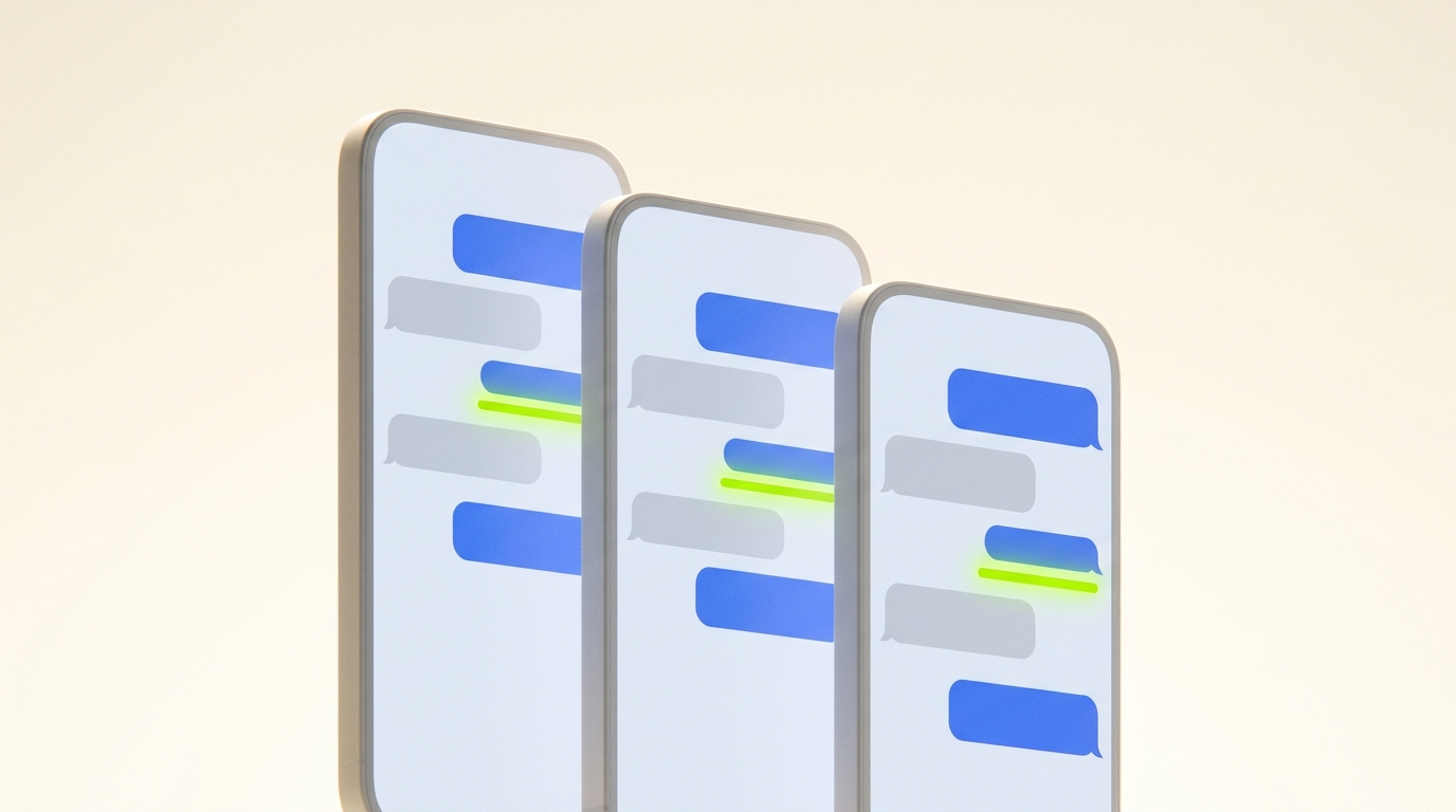 Three glass spheres on a cream background, each holding a different AI logo, representing multi-platform brand tracking