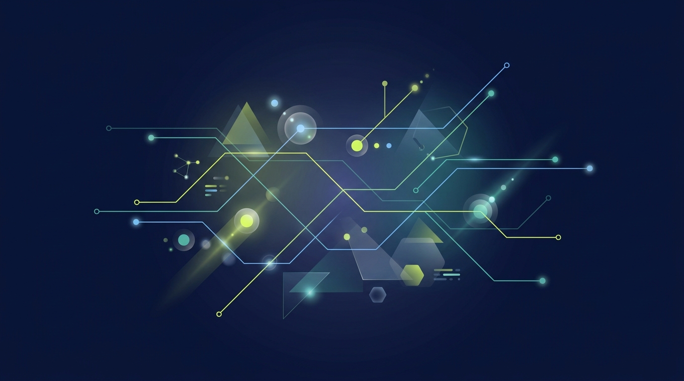 Abstract illustration of two glowing brand orbs separated by a gap, one bright and one faded, representing the gap between being recognized and being recommended by AI