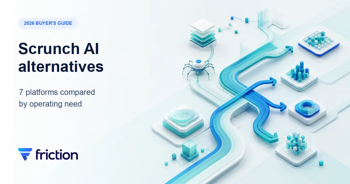 Scrunch AI alternatives comparison with seven AI visibility platforms connected through crawler, measurement and action paths