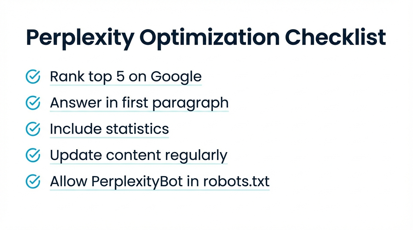 Perplexity optimization checklist