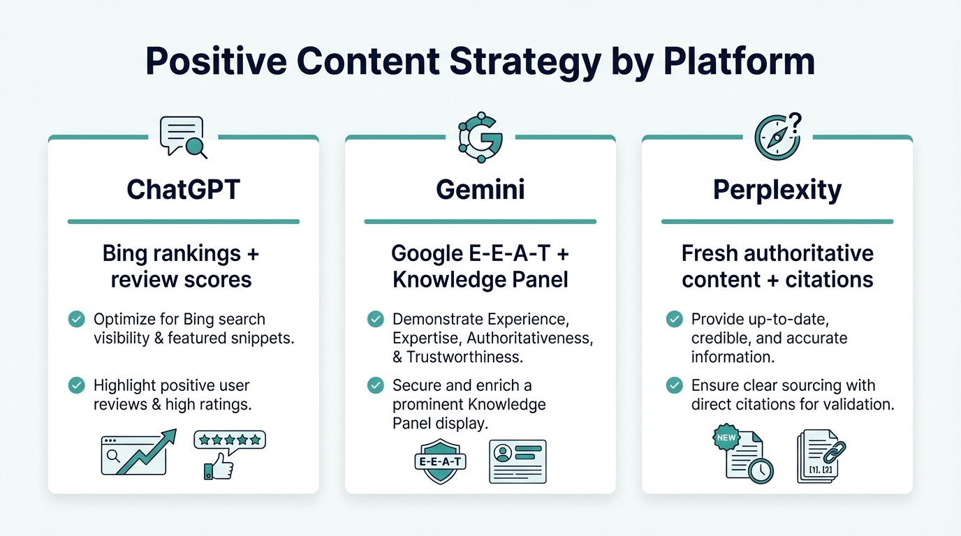 Positive content strategy for each AI platform
