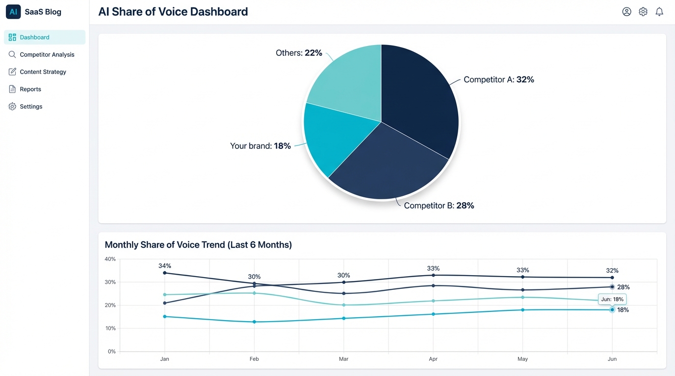 AI share of voice benchmark dashboard showing competitive positioning
