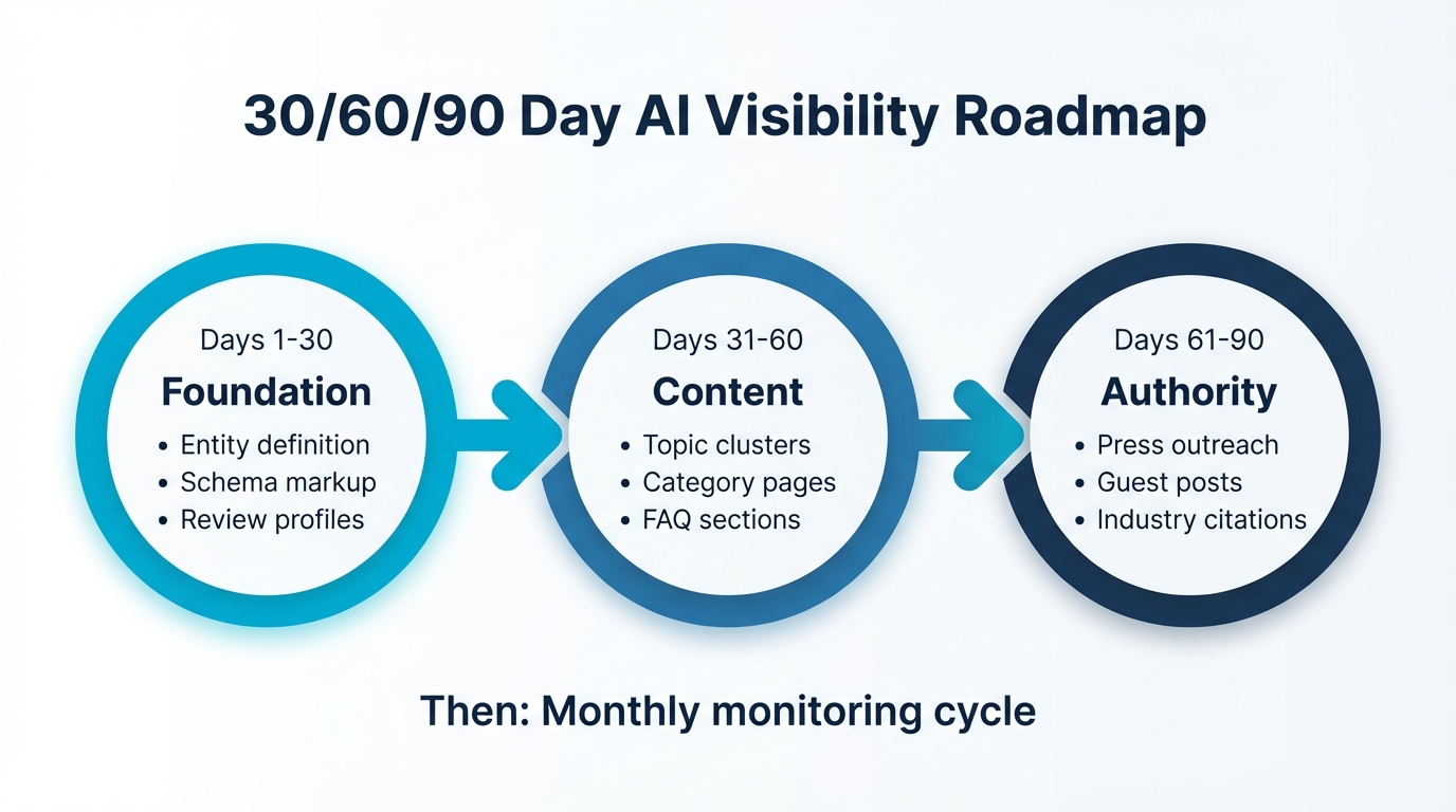 30/60/90 day roadmap for building AI visibility from zero